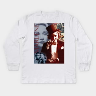 Marlene Dietrich Collage Portrait 1 Kids Long Sleeve T-Shirt